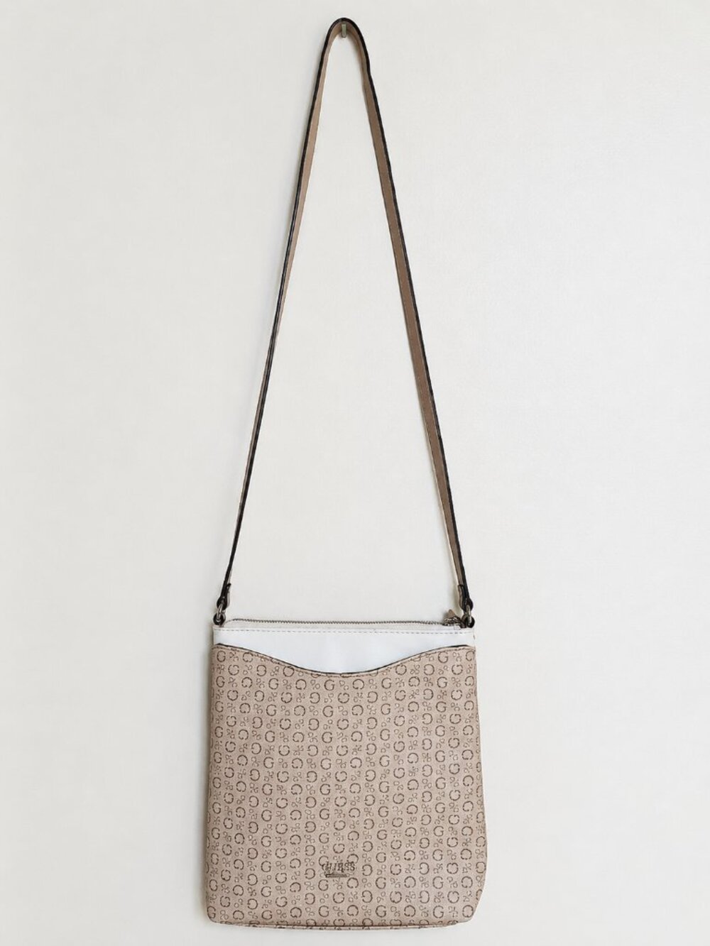 Guess Logo Crossbody Bag Cream Beige - Picture 1 of 9